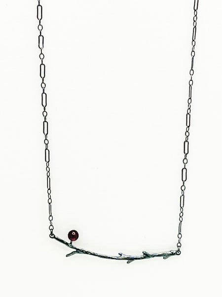 Thin Limb Necklace with Garnet By Ellen Vontilliius