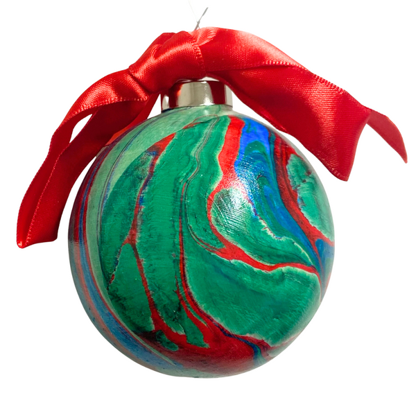 Hand Marbled Ornament by Majik Studios