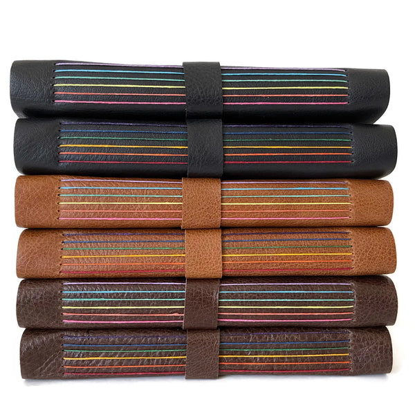 Rainbow Thread Handmade Leather Notebook
