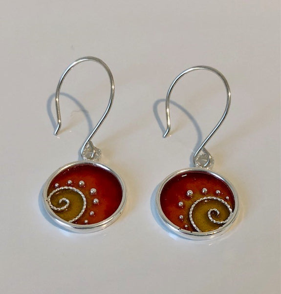Red Swirl Burst Earrings By Nora Julia