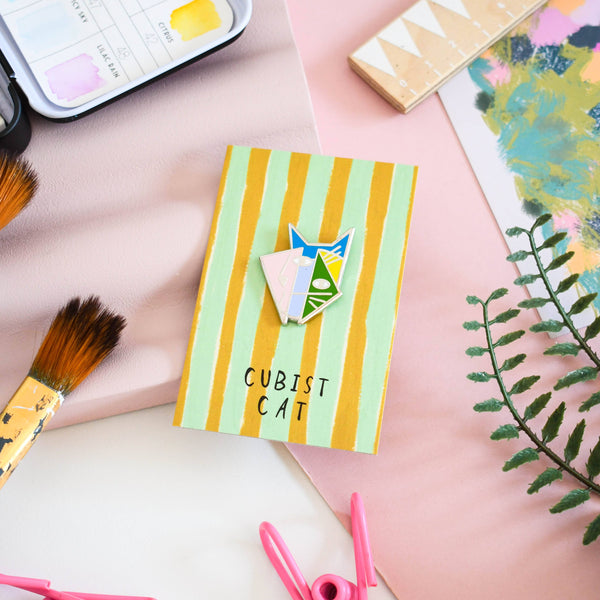 Cubist Cat Art Meowment Pin 