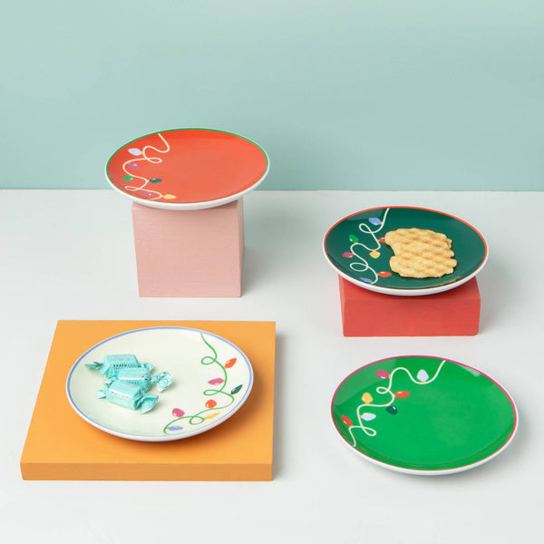 Holiday Glow Christmas Appetizer Plates Set of 4