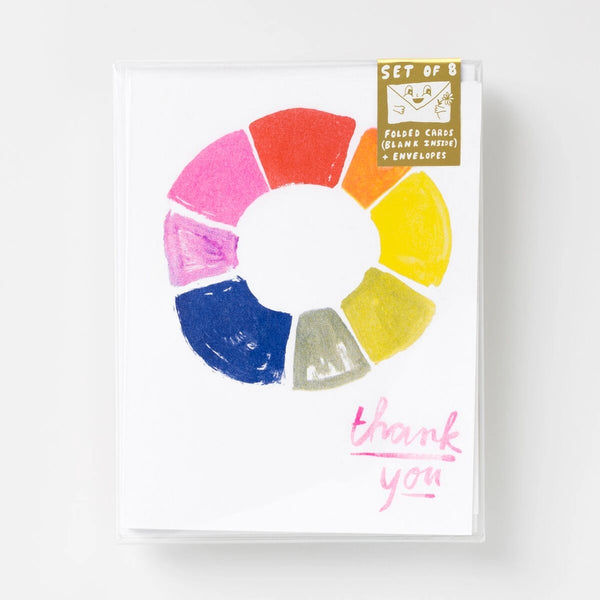 Set of 8 - Thank You Color Wheel Risograph Card