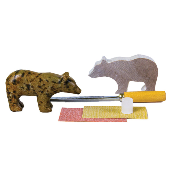 Bear Soapstone Carving and Whittling—DIY Arts and Craft Kit.