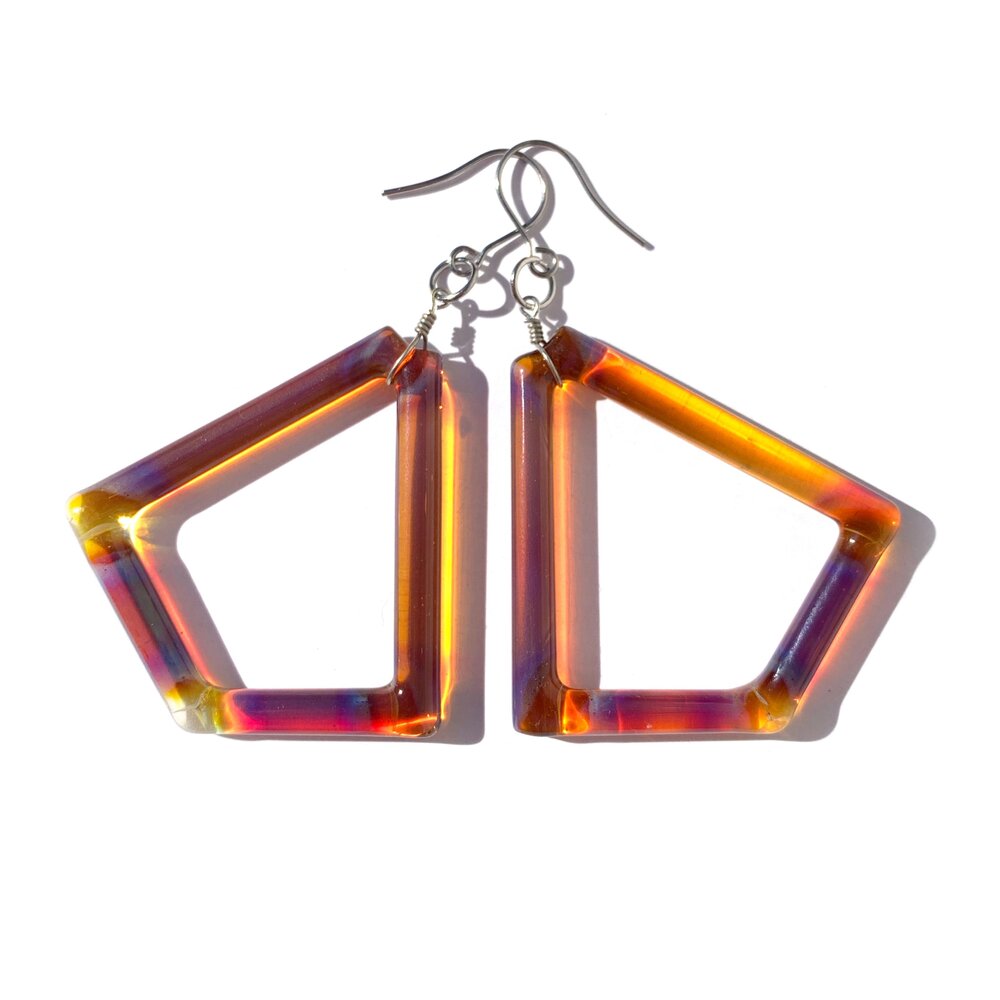 Ashcraft Glass Kite Hoop Earrings