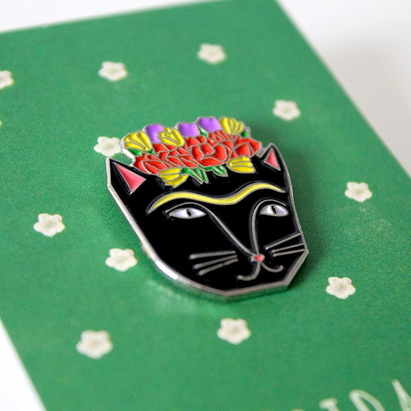 Frida Catlo Cat Artist Pin