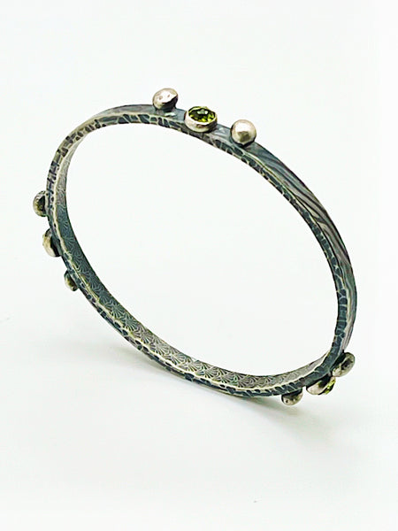 Silver And Gemstone Bangle Bracelets By Delphia Lamberson