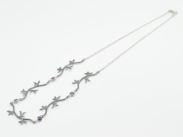 Maple Leaf Necklace With Purple Cubic Zirconia By Ellen Vontillius