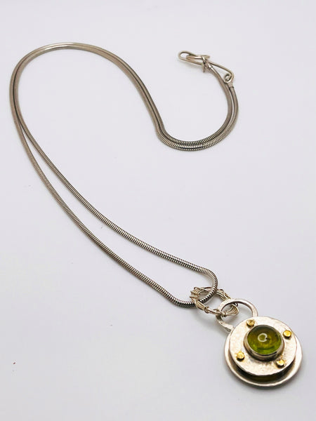 Peridot And Silver Necklace By Delphia Lamberson