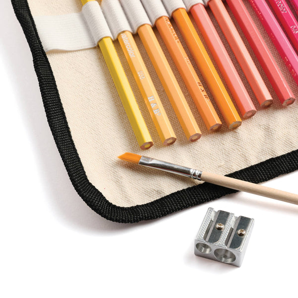 Watercolor Pencils by Elseware - 36 Colors with Eco-Friendly Canvas Wrap