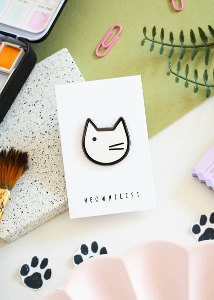 Minimalist Cat Art Meowment Pin