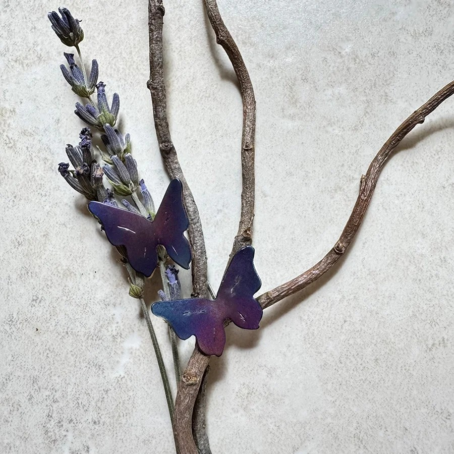 Butterfly Large - Titanium Post Earring