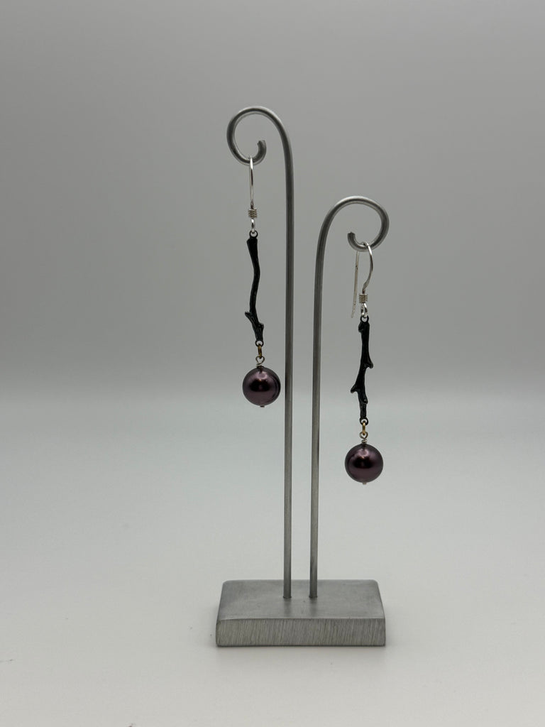 Hanging Shell Pearls on a Limb Earrings (EV-12)