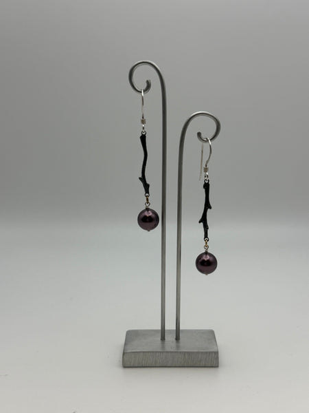 Hanging Shell Pearls on a Limb Earrings (EV-12)