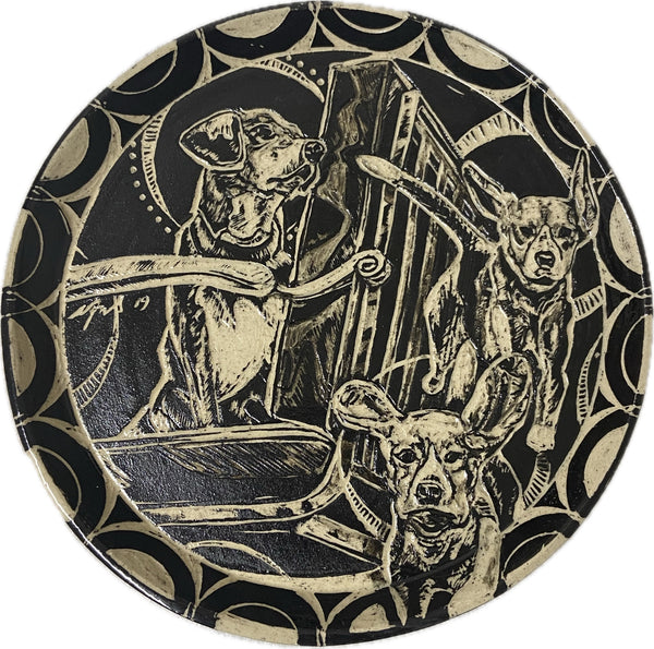 "If You Can't Lie With the Big Dogs, Stay on the Porch" Plate by Carolyn Ford