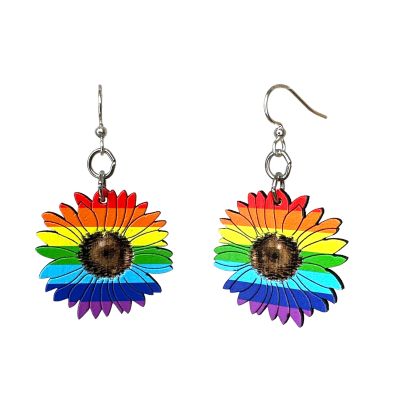 Pride Flower Wood Earrings