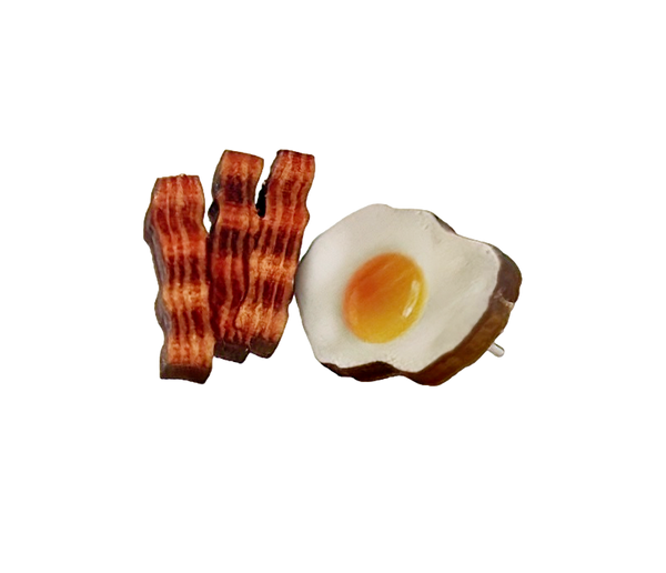 Bacon & Egg Wood Stud Earrings