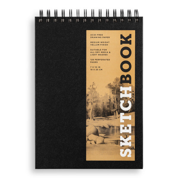 Medium Sketchbook 10x7"- Basic Spiral Fliptop Landsc (Black)