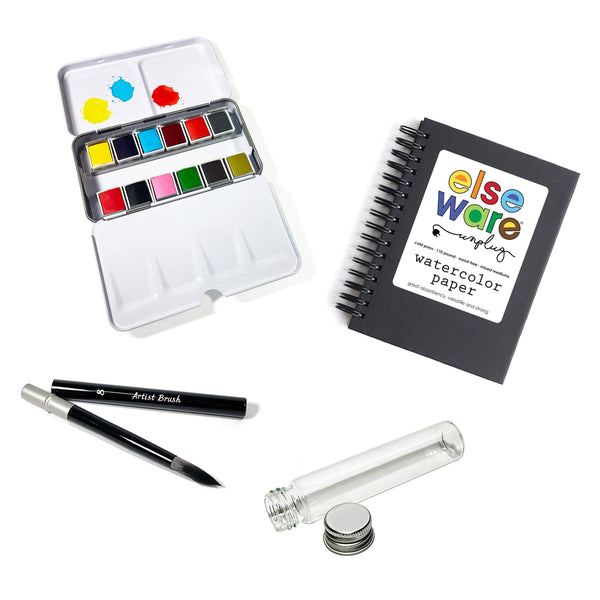 Watercolor To Go Kit by Elseware - Portable, Travel-Friendly - 12 Colors