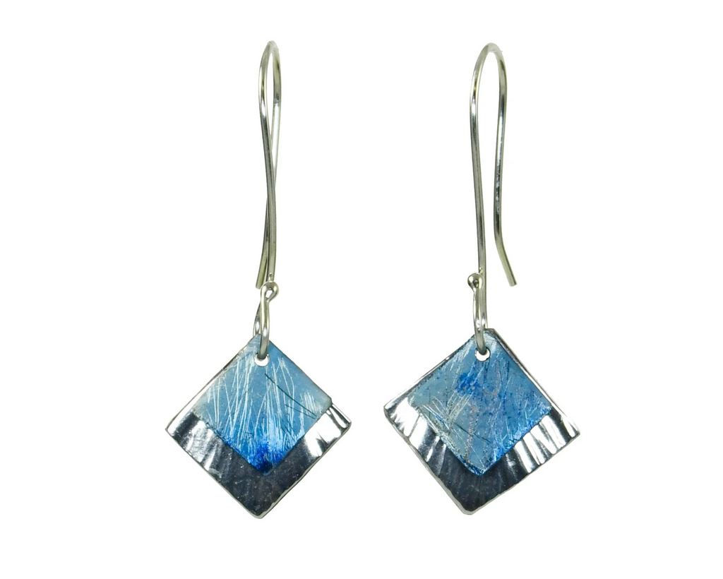 Diamond Shape Argentinum & Titanium Earrings