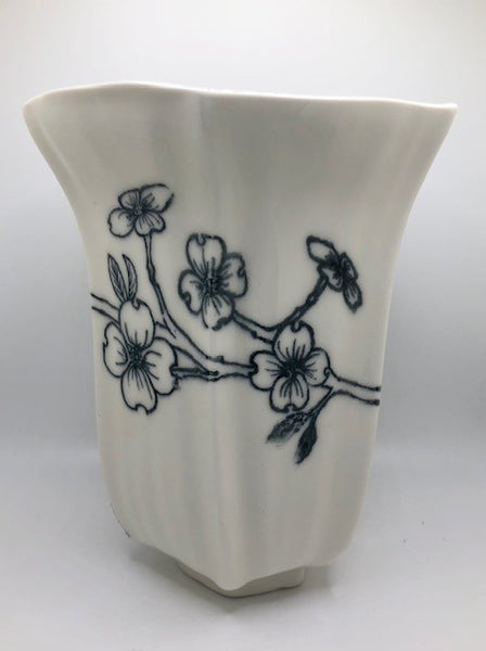 Floral Fluted Porcelain Vase By Morgan McCarver