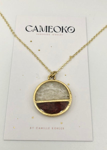Half Moon Necklace With Red Opal By Cameoko