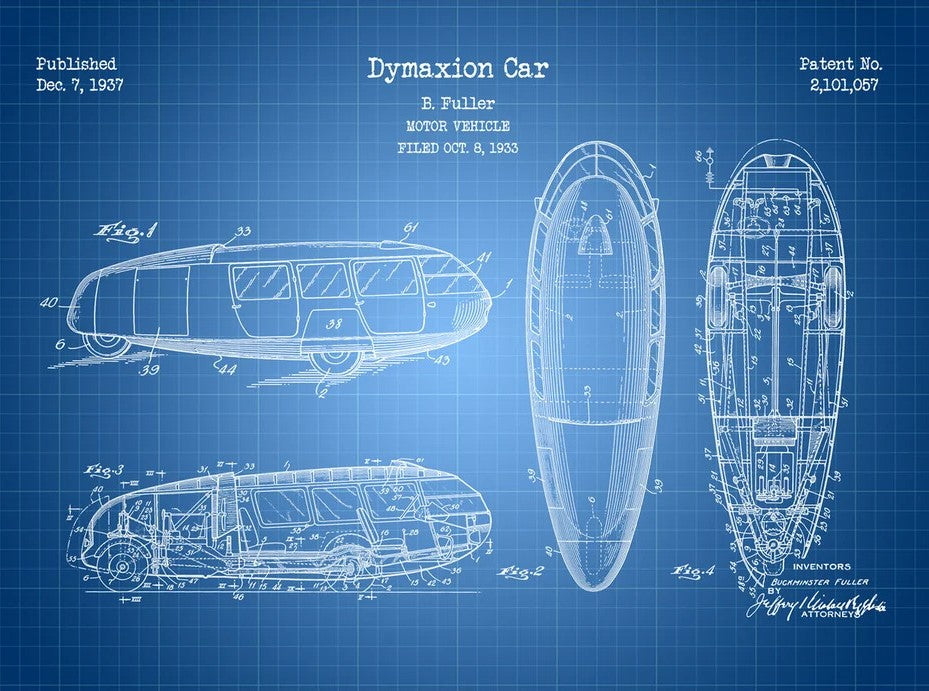 Dymaxion Car Patent Print