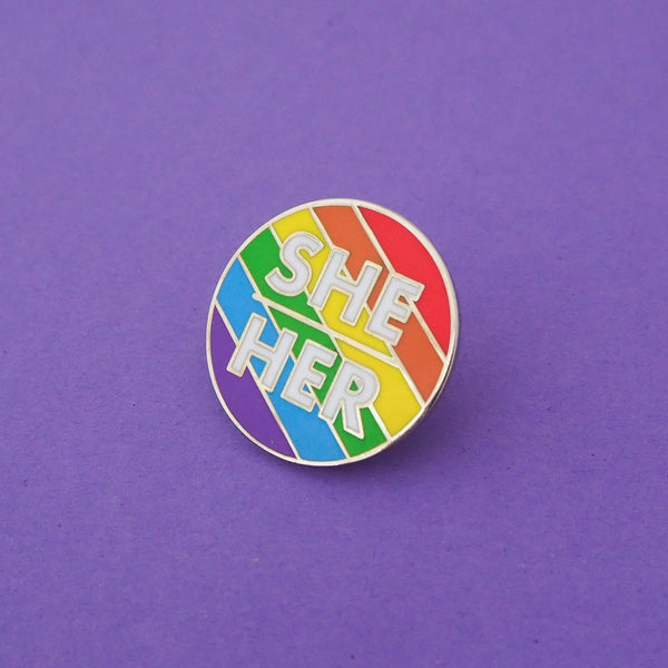 Bright Rainbow Pronoun Pin